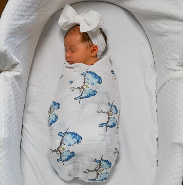 Bluebird of Happiness Baby Muslin Swaddle Blanket