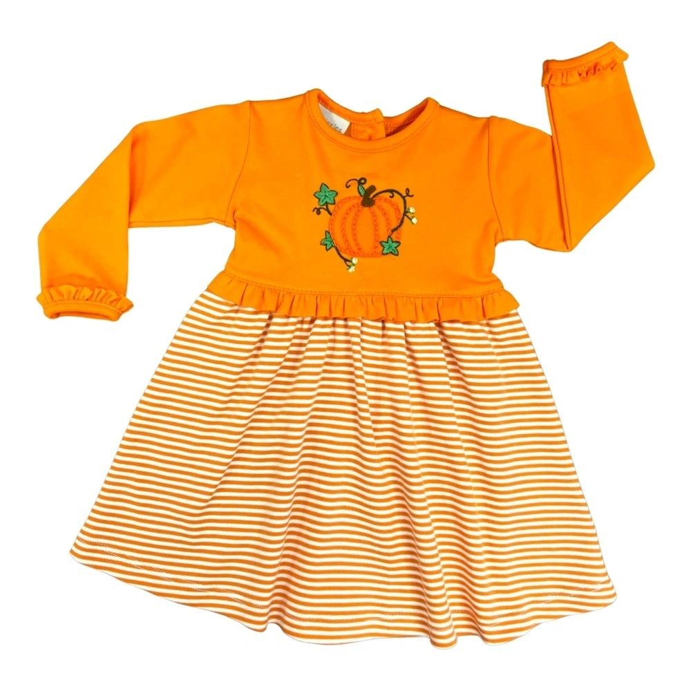 Squiggles Pumpkin Vines Dress - Pima Cotton: 12M, 24M