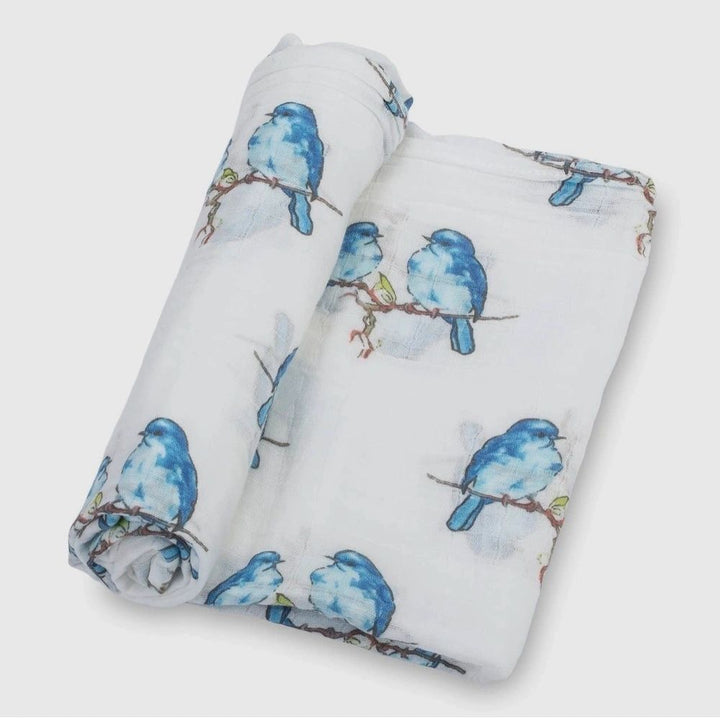 Bluebird of Happiness Baby Muslin Swaddle Blanket