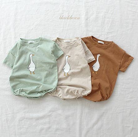 Sparkling Extras - Baby Summer Duck Cotton Short Sleeve Romper Onesie Jumpsuit