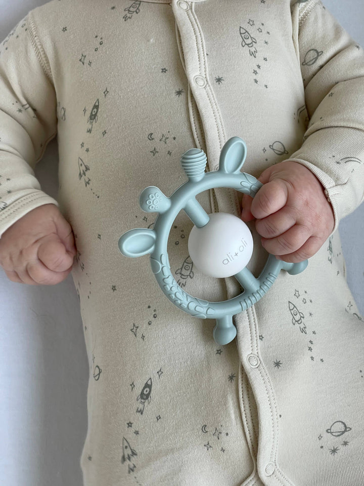 Silicone Giraffe Teether & Rattle (Mist)