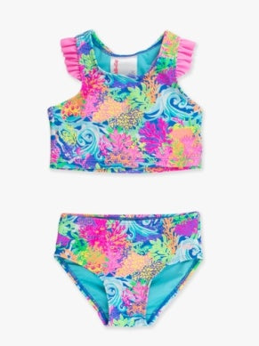 Neon Ocean Coral Tankini 2-Piece Swimsuit
