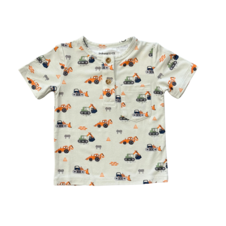 Baby & Toddler Boys Short Sleeve Henley Shirt | Construction