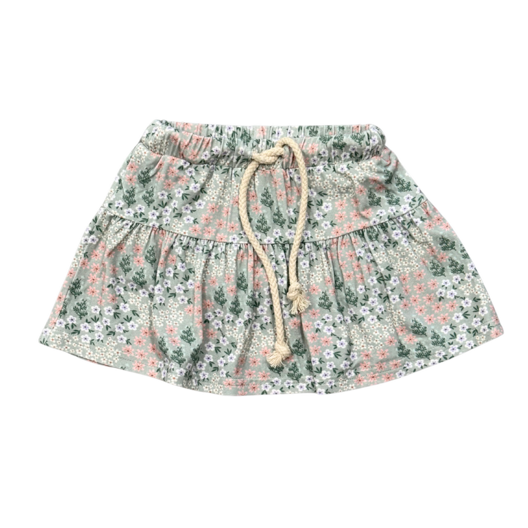 Girls Floral Skort | Aqua Grey Floral