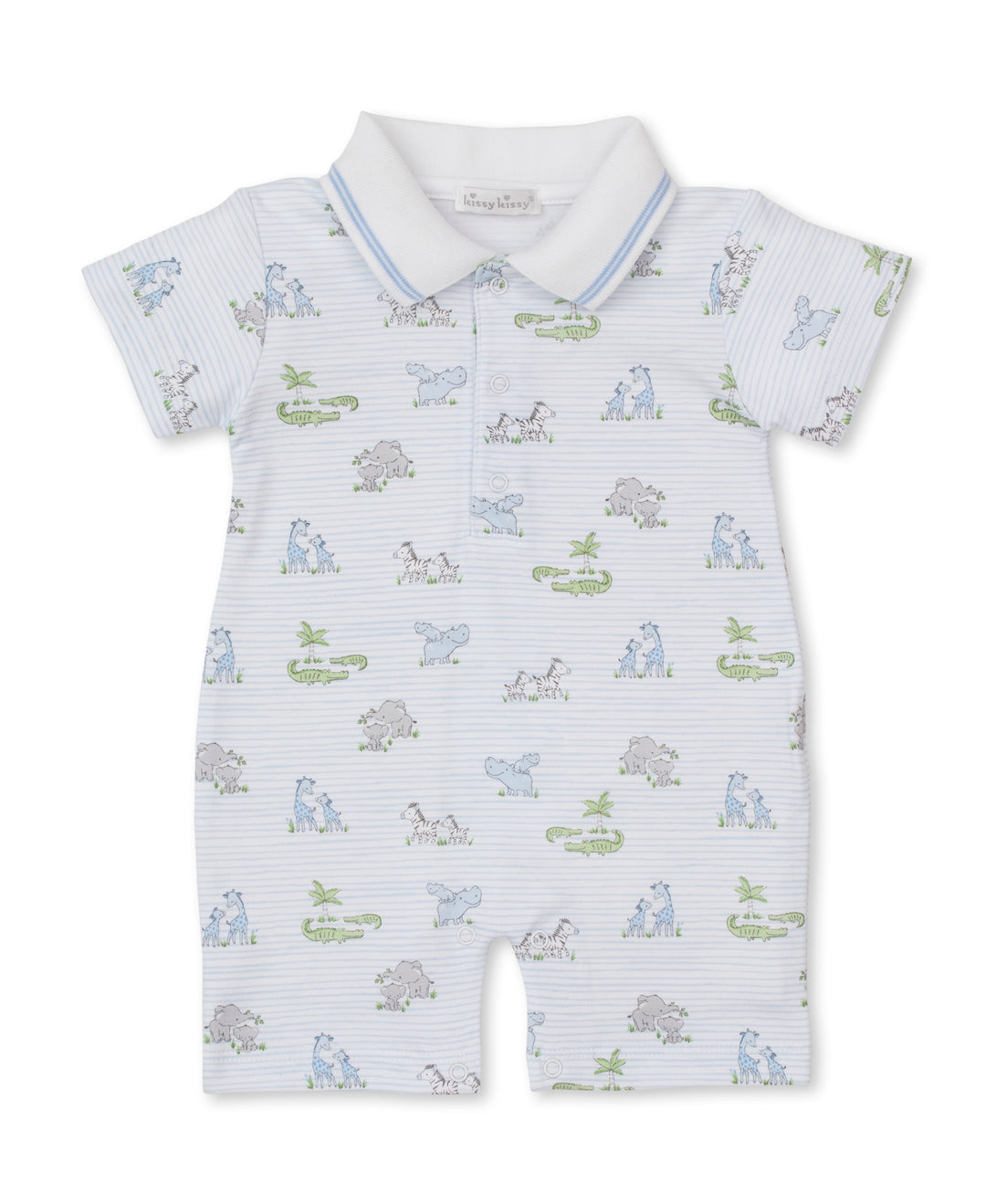 Safari Party Blue Short Playsuit w/ Collar