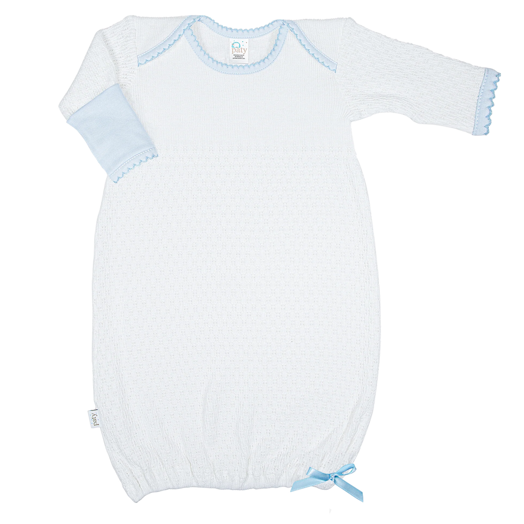 Baby Overlap Shoulder Gown w/ Bow | Blue