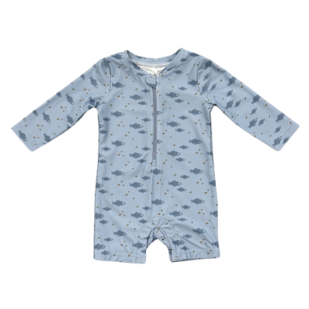 Baby Boy One-Piece Long Sleeve Rash Guard | Fish