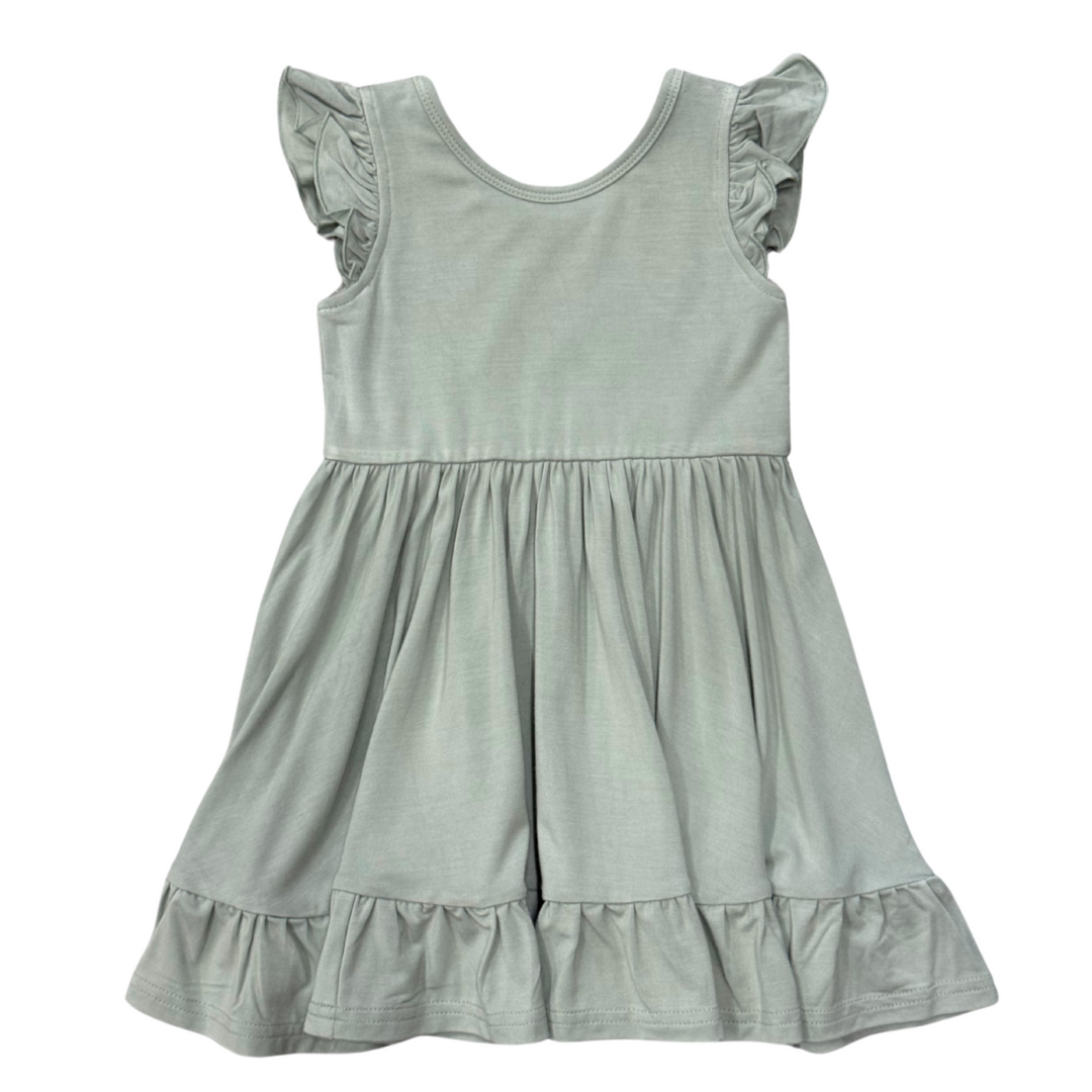 GIrls Sleeveless Twirl Dress | Aqua Grey