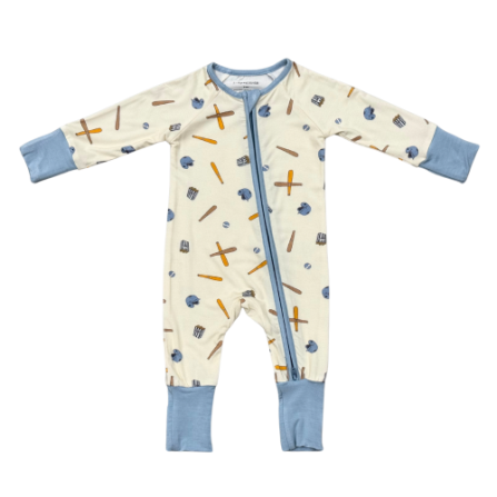 Baby Boys Long Sleeve Zip Romper | Baseball
