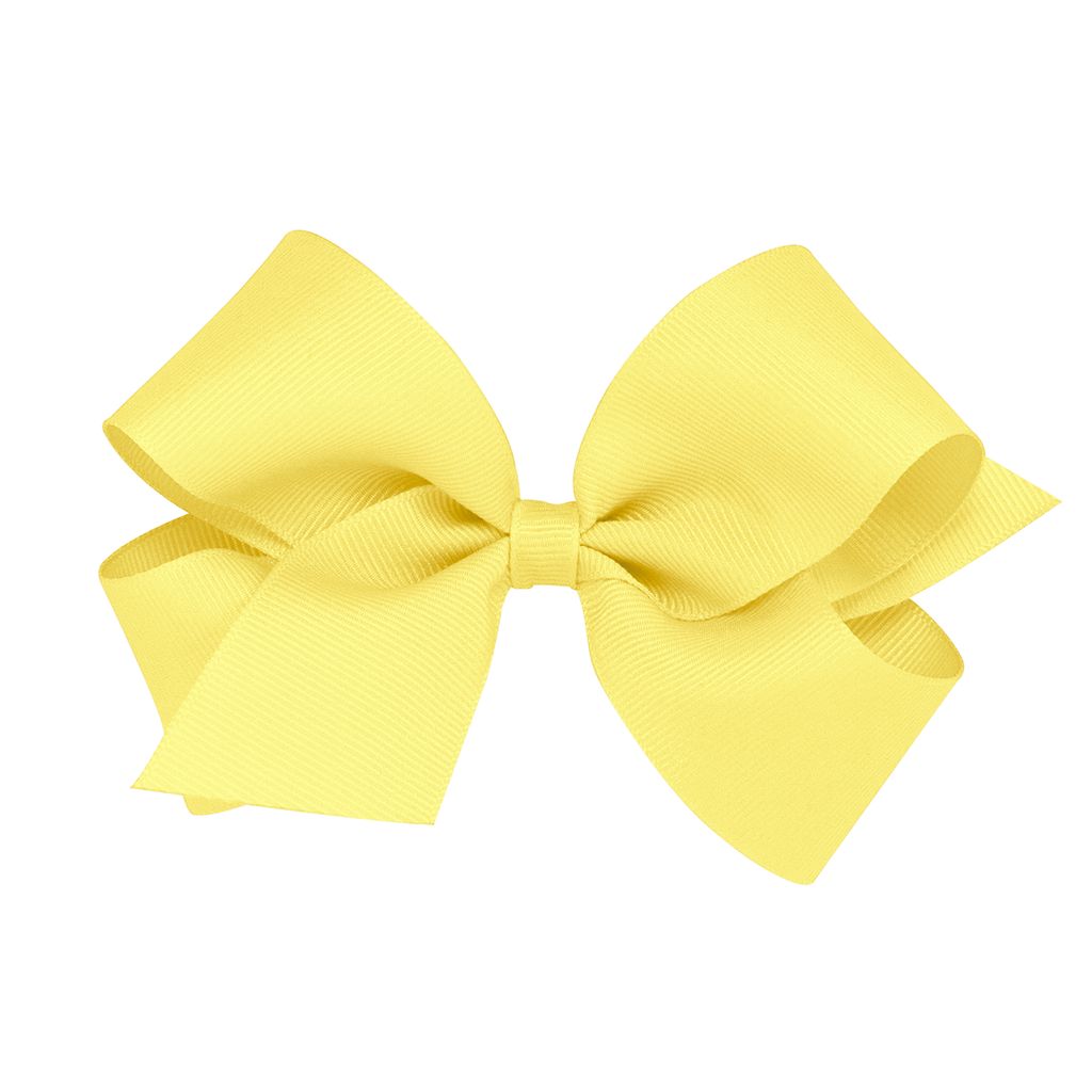 Medium Classic Grosgrain Hair Bow (Plain Wrap) - Lemon